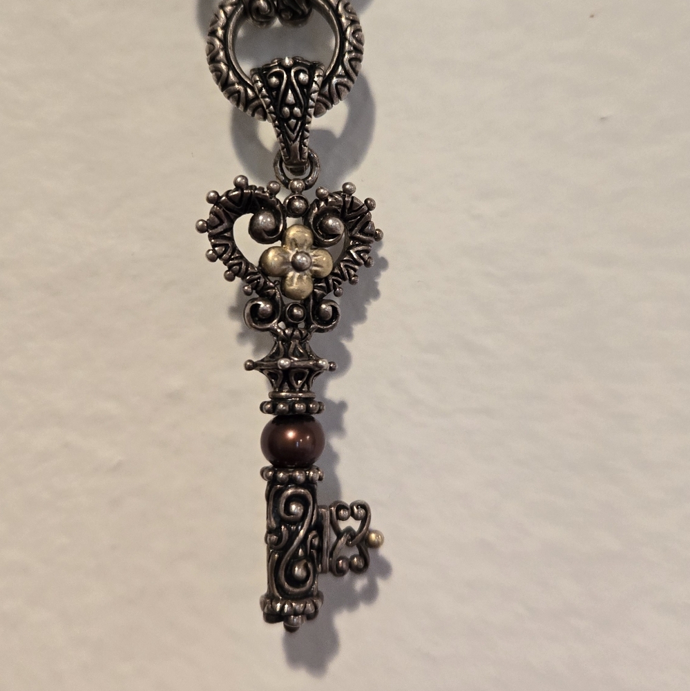 Barbara Bixby 18k and Sterling Chocolate Pearl KEY Enhancer Necklace